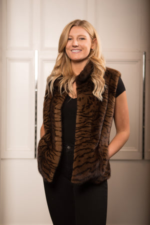 Mink Vest Tiger Print