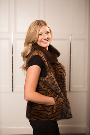 Mink Vest Tiger Print