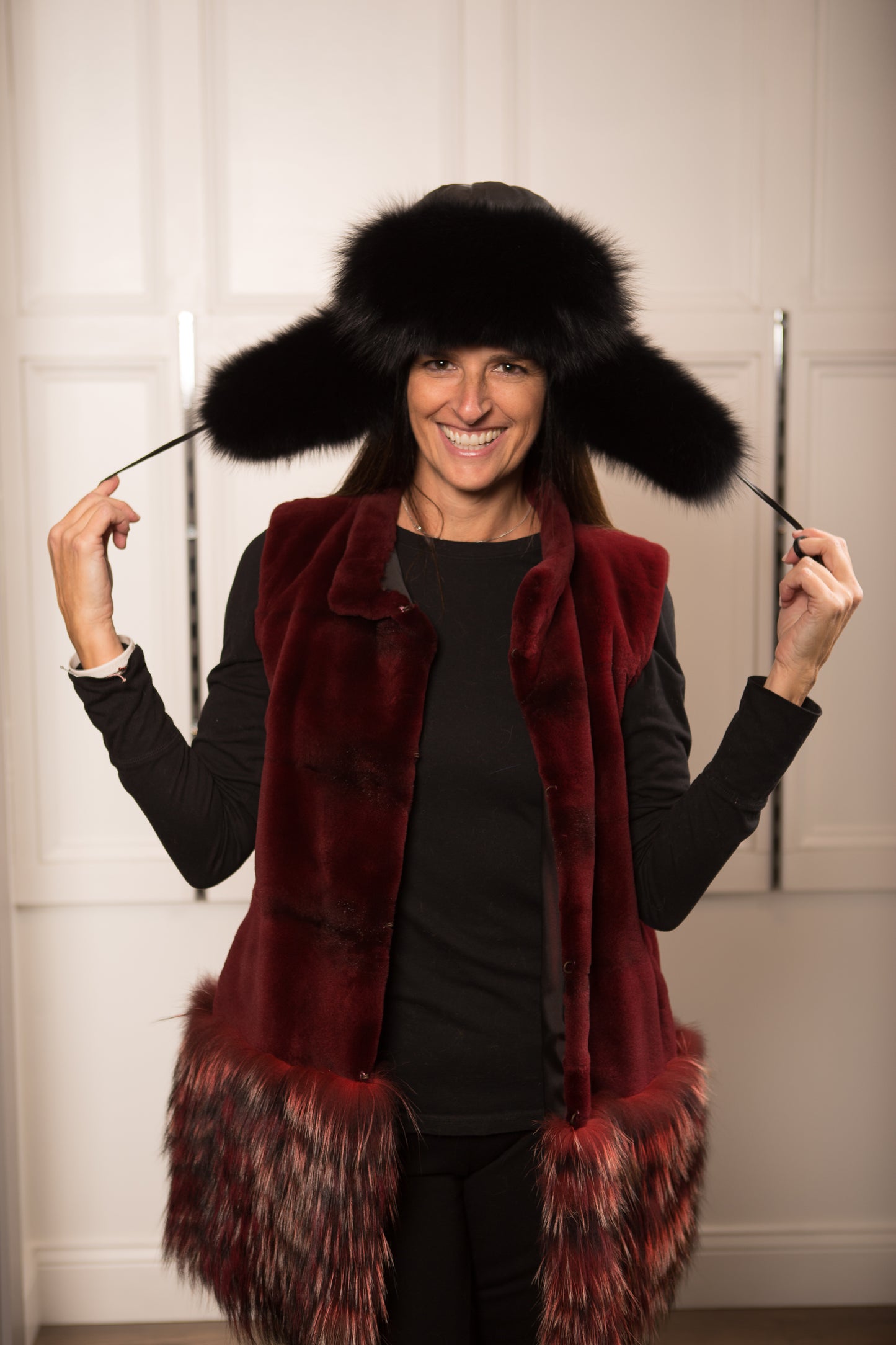 Sheared Mink Vest Fox Trim