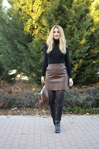 Leather Skirt - Brown